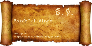 Bozóki Vince névjegykártya